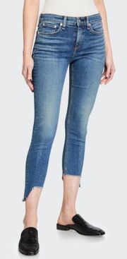 Rag and Bone Cate Mid-Rise Ankle Skinny Blue Zip Raw Step Hem Jeans Size 29