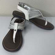 Erin White Silver Sandals Flip Flops Women’s Size 7.5