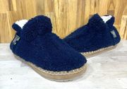 L.L. Bean Cozy Slipper Booties Navy Pile Fleece Thick Sole, Ankle 7