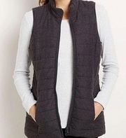 J. Jill Grey Quilted Full Zipper Puffer Vest, Sz Petite XS