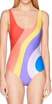 NWT Mara Hoffman Swin Mia One Piece Printed Swimsuit Rainbow Multi Small