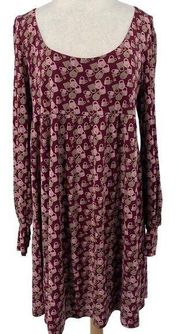 Vintage Y2k Juicy Couture Silk Babydoll Mini Dress Lock Print Long Sleeve Size L