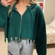 Green cropped sweater