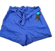 A.n.a Women’s High Waisted  Paperbag Jet Set Blue Tie Waist Shorts Sz S