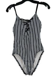 NAUTICA Women's Navy White Deepsea Striped Swimsuit One Piece Sz Small