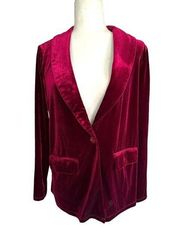 Sincerely Jules Womens Button Velour Blazer Jacket Wine Red Size Large Stretch