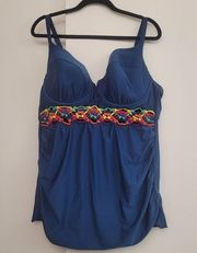 Swim by Cacique Blue Tankini Top