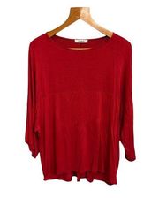 Love In-Red Oversized Blouse with Flowing Sleeves