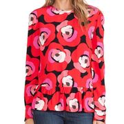 Kate Spade Deco Rose Peplum Top in Orient Red Women’s 2