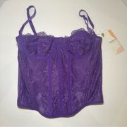 NWT Dealmore Purple Lace Sheer Bustier Corset Top size Small