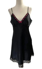 Apt. 9 Black Satin Sleepwear Lingerie Dress Women Size Medium | 10-6