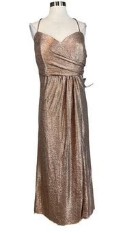 Nightway Women's Formal Dress Size 14W Rose Gold Metallic Long Evening Gown