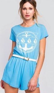 Wildfox yachting emblem cruise anchor romper blue