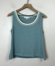 St John Santana Knit Sleeveless Tank Top  Size S Teal Scoop Neck Shell USA