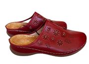 NEW Atalina  Cut-Out Comfort Clog Mule Floral Slip On Wine Red