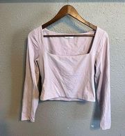 Babaton Aritzia Square Neck Nylon Cropped Purple Top Size XL