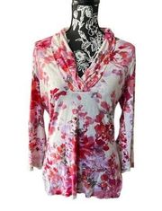 St John floral long sleeve blouse shirt soft comfy medium