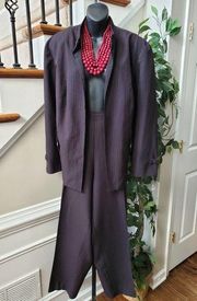 Perceptions Women Black Polyester Open Front Blazer & Pant 2 Pc's Suit Size 24W