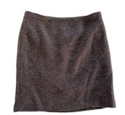 J Jill Skirt Womens 4 Solid Walnut Brown A-Line Side Zip Lined Sequin Wool Blend