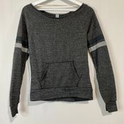 Women’s Raw Neckline Front Pocket Sweatshirt Grey NWOT