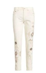 NWT POLO Ralph Lauren Avery Boyfriend Jean In Beaded Ivory Size 24