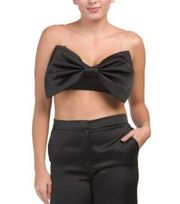 Rachel Zoe Oversized Bow Bandeau Crop top rhinestone spaghetti straps Sz 10