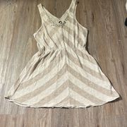 FREE PEOPLE Striped Chevron Print Gold Metallic Knit Sequin Empire Waist Dress