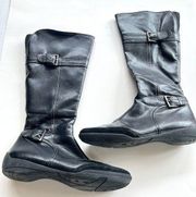 Paul Green Black Leather Adjustable Buckle Riding Boots Shoes Womens Size US 8