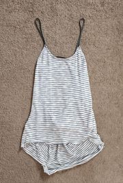 Grey/White Striped Drop Back Tank Top, Women's S