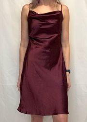 DB Studio Women's Midi Slip Cowl Dress 10 Merlot Burgundy Garnet Red Adjustable