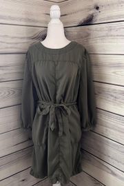 Caslon Green Long Sleeve Tie Waist Dress