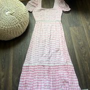 Love Shack Fancy  STRIPPED PINK MAXI DRESS