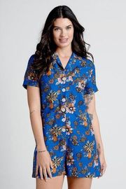 ModCloth Sapphire Floral Summer Camp Solstice Romper Size 4