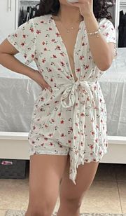 Nasty Gal White Floral Print Romper