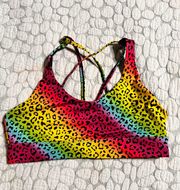 Rainbow Leopard Strappy Bra/swim Top