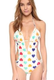 Wildfox Swim Vintage Heart Rifle One Piece Bathing Suit nwot