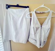 Genuine White Leather Skirt and Halter Top size 6