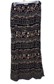 NWT NOTATIONS BEATS BROWN  White Boho Maxi Skirt Size Large