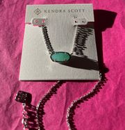 Kendra Scott Elisa Silver Chalcedony Glass Pendant Necklace NWOT