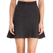 Rebecca Taylor Dark Gray Quilted Textured Flounce Mini Skirt Size 2