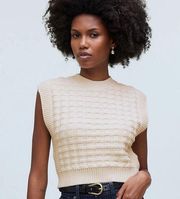 Cream Checkered-Stitch Wedge Sweater Vest Size Small