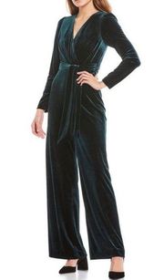 Antonio Melani Miranda Long Sleeve Velvet Jumpsuit in Emerald Green Size 0 New