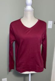 size large maroon long sleeve T-shirt. One stain photoed