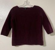 Talbots Quiet Luxury Cashmere Sweater Womens PM Purple 3/4 Sleeve Minimalist