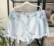 Abercrombie & Fitch Curve Love The Cut Off Light Blue Wash High Rise Shorts 34