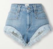 MARANT ETOILE Eneidao Cut-Off Frayed Denim Shorts 26 NEW