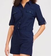 J McLaughlin NWT WESTPORT Navy Raffia Jacquard Size Small Romper.