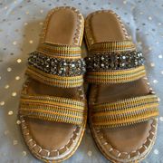 Crown Vintage sandals Miyan espadrilles slip on rhinestone 8 great condition