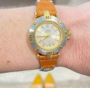 ANNE KLEIN Gold tone Leather Strap Watch