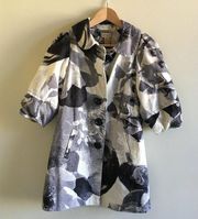 Anthropologie blue‎ abstract print button Down Coat Blue Womens Size 0 Lined